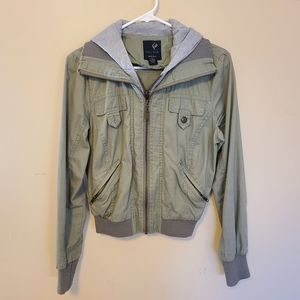 Full tilt olive green jacket with hoodie size Med